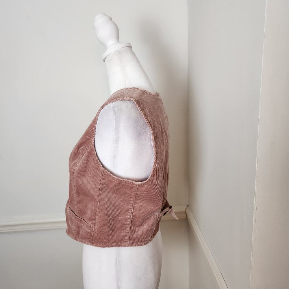 By Anthropologie Vest Sz 4 Womens Corduroy Maeve Pink Buttonup Crop Boho Casual - Picture 11 of 16